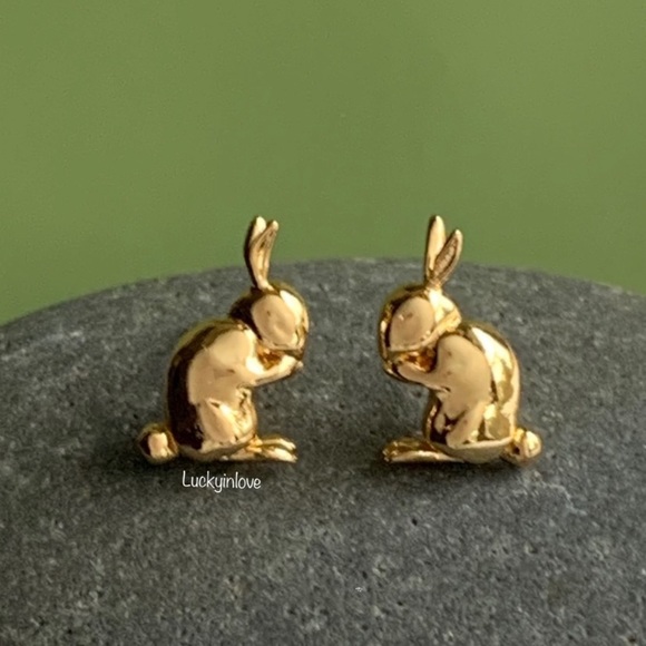 Alexis Bittar New Gold Hare Bunny Sculpted Woodland Animals Small Stud Earrings - Picture 3 of 16